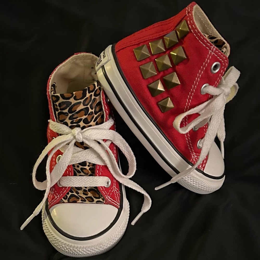 Red Bedazzled Custom Infant/Toddler Converse Size 6 (New Without Box)
